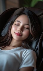 Fototapeta premium The girl on the massage chair