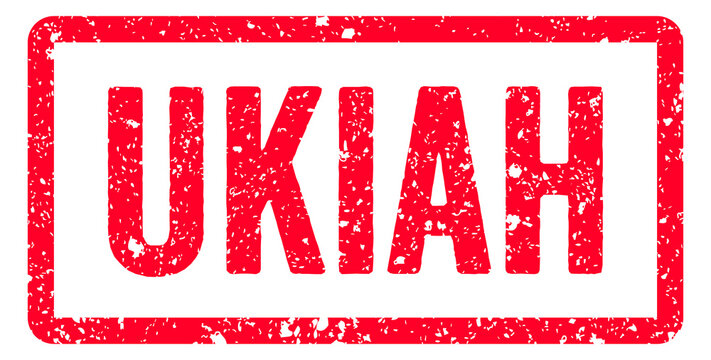Ukiah Stamp Transparent Seal, Red Grunge Ukiah Word Rubber Stamp Seal USA City Name Typography Signboard Text Effect