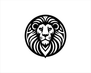 Lion head logo, lion head icon, lion face logo. Simple silhouette. Flat style. Black lion face icon logo. Logo design template. Vector illustration. Animal logotype concept. 