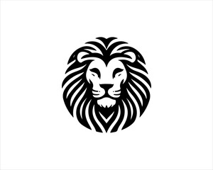 Lion head logo, lion head icon, lion face logo. Simple silhouette. Flat style. Black lion face icon logo. Logo design template. Vector illustration. Animal logotype concept. 