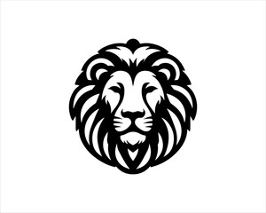 Lion head logo, lion head icon, lion face logo. Simple silhouette. Flat style. Black lion face icon logo. Logo design template. Vector illustration. Animal logotype concept. 