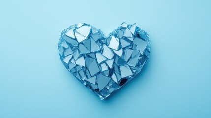 Fototapeta premium Conceptual of a broken heart shape made of shattered glass representing the fragility and impact of heart disease on an individual s health and overall well being