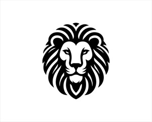 Lion head logo, lion head icon, lion face logo. Simple silhouette. Flat style. Black lion face icon logo. Logo design template. Vector illustration. Animal logotype concept. 