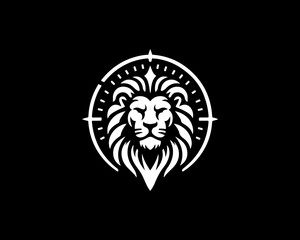 Lion head logo, lion head icon, lion face logo. Simple silhouette. Flat style. Black lion face icon logo. Logo design template. Vector illustration. Animal logotype concept. 