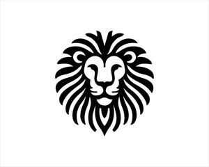 Lion head logo, lion head icon, lion face logo. Simple silhouette. Flat style. Black lion face icon logo. Logo design template. Vector illustration. Animal logotype concept. 
