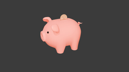 piggy bank with a coin isolated