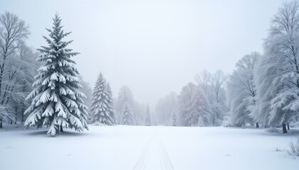 Fototapeta premium Snowy Meadow in the Winter Forest