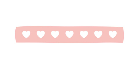 Cute heart label tape. Planner, organizer, reminder, note concepts. Flat decorative minimal vector design isolated illustration.