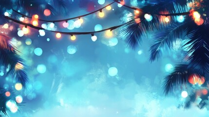 Festive Christmas Lights and Palm Trees Bring Holiday Cheer Generative AI