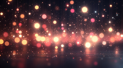 A beautiful display of colorful bokeh lights illuminates the dark background, creating a magical ambiance with vibrant reflections