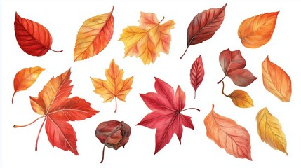 Obraz premium Autumn leaves showcasing vibrant colors in a natural arrangement, highlighting the beauty of fall foliage