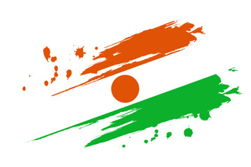 Vector illustration of Niger flag in brush stroke effect on transparent background