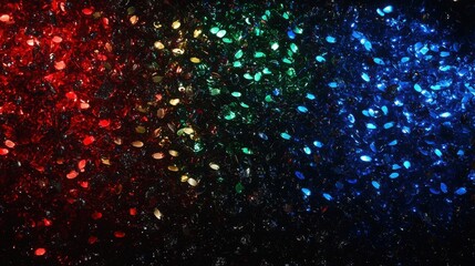 A vibrant display of colorful shimmering gems arranged in a gradient from red to green to blue, creating an eye-catching background.