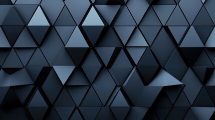 Obraz premium Abstract black geometric triangles create a modern, dynamic background with shades of blue and gray.