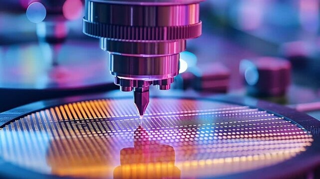 Close up of Semiconductor manufacturing with robotic arms