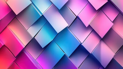 Obraz premium A vibrant abstract pattern of interlocking geometric shapes in shades of pink, blue, and purple, creating a modern aesthetic.
