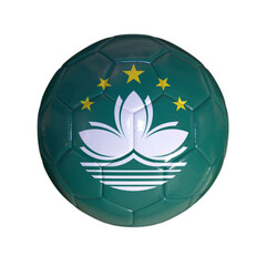 Flag of Macau on a Soccer Ball with a White Background