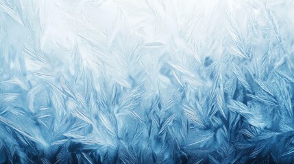 Fototapeta premium Intricate frost patterns create a delicate, icy tapestry in varying shades of blue and white.