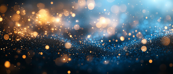 Obraz premium Abstract Blue and Gold Bokeh Background.