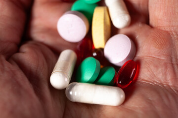 close up of pills on table