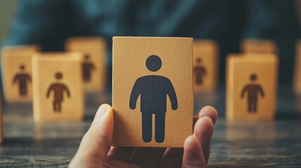 Magnifying glass focuses on a crowd, symbolizing customer behavior analysis.