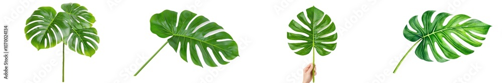 Aufkleber the tropical leaf is isolated on a transparent background for use as a design element