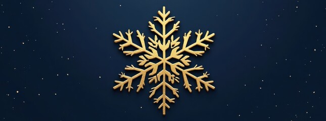 Obraz premium Elegant gold snowflake on dark blue background for stylish Christmas design