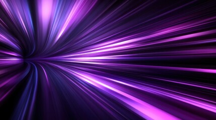 A mesmerizing abstract illustration of dynamic, glowing purple light streaks in a space-like setting.
