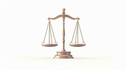 Wooden scales of justice on white isolated background.