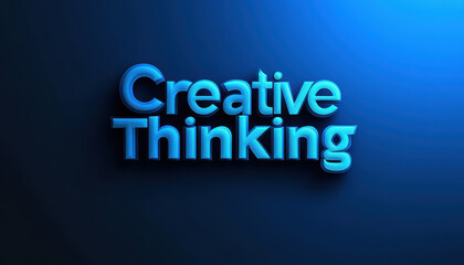 Blue neon text reading 'Creative Thinking' on a dark background suggesting innovation and ideas.