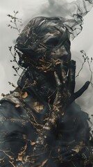 Mystical Portrait: A Figure Enveloped in Nature's Embrace