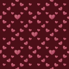 Small Hearts with Dark Red Background Seamless Pattern Design
