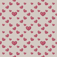 Small Hearts with Beige Background Seamless Pattern Design