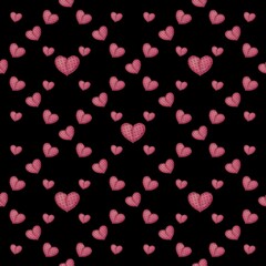 Small Hearts with Black Background Seamless Pattern Design