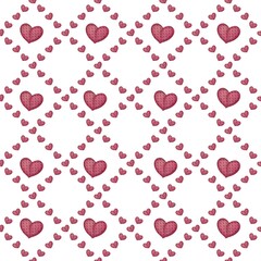 Big Diamond Tile Hearts Seamless Pattern Design