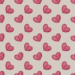 Small Pink Heart with Beige Background Seamless Pattern Design