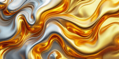 Fototapeta premium Metallic Wave: The Luxury Dance of Gold and Silver