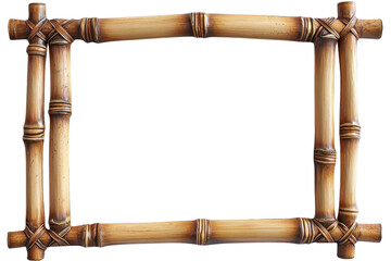 Natural bamboo frame with intricate design, perfect for eco-friendly decor and rustic presentations. Enhance photos with a unique organic touch.