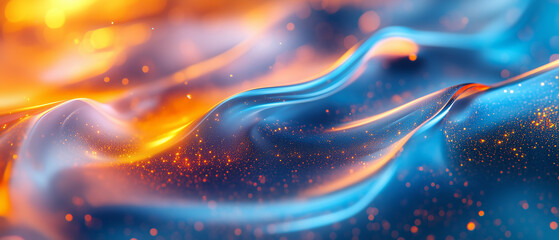 Abstract Blue and Orange Swirling Background with Bokeh.