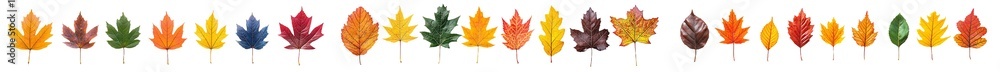 Poster png file with autumn leaves isolated on white or transparent background