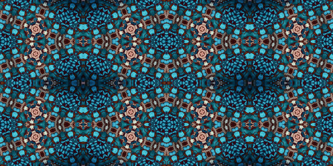 Seamless kaleidoscope pattern. The texture of the woven pattern. Endless pattern