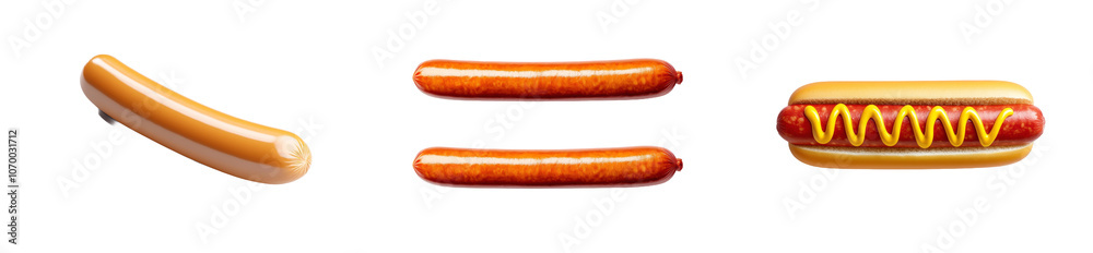 Poster the top view of fried sausage is isolated on a transparent background.