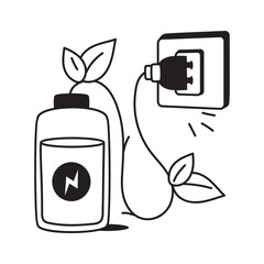 Creatively design hand drawn icon of eco battery in modern style