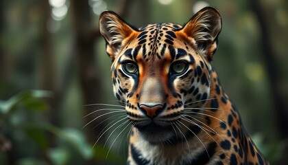 Obraz premium Elegant female clouded leopard highlighting her distinctive coat and focused gaze