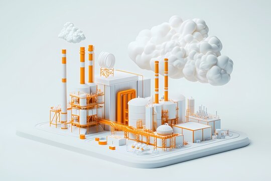 2.5D concept illustration for an industrial power plant