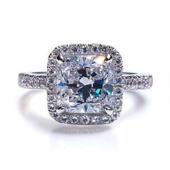 Diamond ring isolated on white background, close up