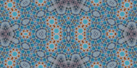 Seamless kaleidoscope pattern. The texture of the woven pattern. Endless pattern