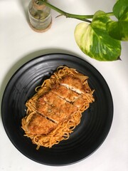 chicken katsu spaghetti for lunch