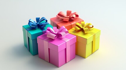 Fototapeta premium Boxes with colorful ribbons: atmosphere of joy and celebration