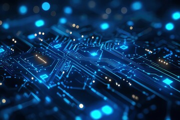 Fototapeta premium Blue circuit board line background